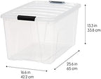IRIS USA 72 QT Plastic Storage Box with Lid and Latches - 8 Pack - BPA-Free, See-Through Organizing Solution, Durable Nestable Stackable Containers, Secure Pull Handle - Clear - Image 2