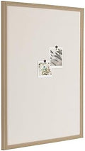Kate and Laurel Oakhurst Rectangle Framed Linen Fabric Pinboard; 24 x 36; Light Tan; Traditional Decorative Bulletin Board with Stepped Profile and Lightly Distressed Finish by KateandLaurel