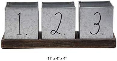 Rae Dunn Decorative Pencil Cup – Galvanized Steel Desktop Stationary Holder - 3 Compartment Organizer for Pens, Office, Home and Art Supplies - 1 2 3 Print - Rae Dunn by Designstyles - Image 4