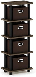 Furinno Turn-N-Tube Toolless 4-Tier Storage Shelves, Columbia Walnut by Furinno-FitsYourSpaceFitsYourBudget