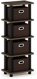 Furinno Turn-N-Tube Toolless 4-Tier Storage Shelves, Columbia Walnut by Furinno-FitsYourSpaceFitsYourBudget