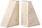 Karibiber Marble Bookends for Heavy Books, Decorative Book Ends for Shelves, Beige Stone Durable and Heavy-Duty Book Ends for Hardback Books & CDS, Unique Book Stopper & Holder, Set of 2 by Karibiber