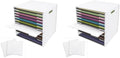 SONGWAY 12x12 Paper Storage Organizer - 13 Tier Desk File Organizer with Adjustable Shelves, Letter Mail Tray, 12x12 Stackable Scrapbook Paper Storage Cube for Home Office Classroom (Pack of 2) by SONGWAY