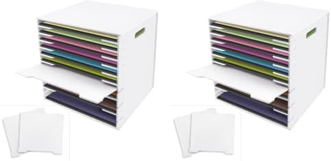 SONGWAY 12x12 Paper Storage Organizer - 13 Tier Desk File Organizer with Adjustable Shelves, Letter Mail Tray, 12x12 Stackable Scrapbook Paper Storage Cube for Home Office Classroom (Pack of 2) by SONGWAY
