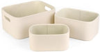 HofferRuffer Faux Leather Storage Baskets Bins with Velvet Lining for Organizing, Storage, Gifts, Set of 3 Nesting Shelf Baskets Decorative Storage Boxes for Home Organization (Cream White) - Image 3