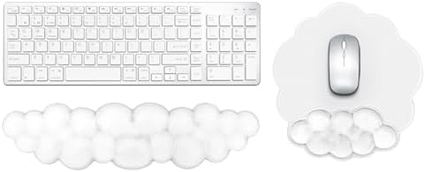 Gel Cloud Keyboard and Mouse Wrist Rest, Cute Wrist Support and Arm Support Rest for Typing Pain Relief，Suitable for Office/Computer/Laptop/Gaming Set-White by KEPUTAIER