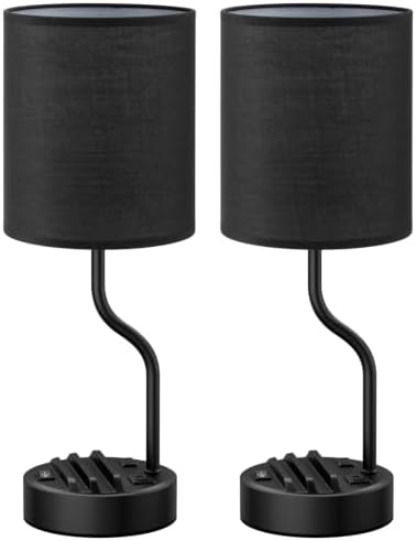 Fenmzee Bedside Lamps for Bedroom Set - 18" Black Table Lamp for Nightstand - Image 7