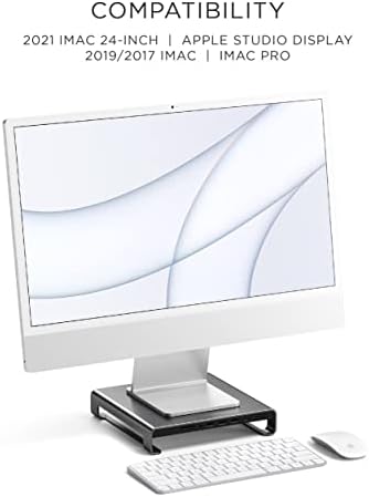 SATECHI Type-C Aluminum Monitor Stand Hub with USB-C Data, USB 3.0, Micro/SD Card Slots & 3.5mm Headphone Jack - for Apple Studio Display, iMac, iMac Pro (Space Grey) - Image 4
