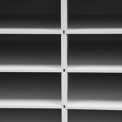 16 Slot Mail Sorter Organizer, Wood Literature Organizer Student Mailbox for Classroom, Desktop File Paper Storage Rack for Office Home School - 20" L×11.8”W×22.3“H (White, 16-Compartment) - Image 7