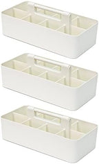 -Large Portable Caddy, DIY Dividers, 8 Compartments, Bathroom Organizer,Portable Basket with Handle Storage Organizer Modern Made in USA (3 PACK, Ivory) by EnjoyOrganizer