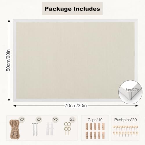 Cork Board with Linen, 30" x 20" Double-Sided Bulletin Board, Pin Boards - Image 2