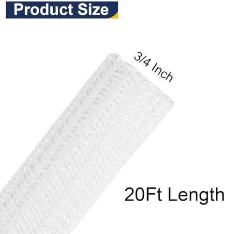 uxcell 20 Ft - 3/4 Inch Split Sleeving, Braided Cable Sleeving, PET Cable Management Wire Sleeve Cord Protector, Wire Wrap Loom Tube for Office Home Devices, White - Image 2
