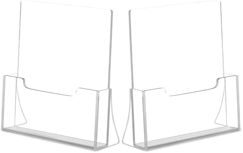 Acrylic Brochure Holder 8.5 x 11 inch, 2 Pack Clear Plastic Flyer Holder, Acrylic Desktop Stand for Pamphlets, Literature, Brochures, Magazines Materials Display Stands by RUINAER