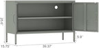IRONFFICE Metal Storage Cabinet,Low Storage Cabinet with Doors and Shelf,Short Locker Cabinet with Storage,Modern Metal TV Cabinet for Bedroom,Classroom,Kid's Room,Dark Green - Image 3