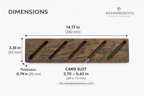 Oak Wood Multiple Business Card Holder - 5 Slot Modern Card Stand for Office Desk, Perfect Professional Card Organizer for Men and Women, Stylish and Functional Design (Dark Brown) - Image 5
