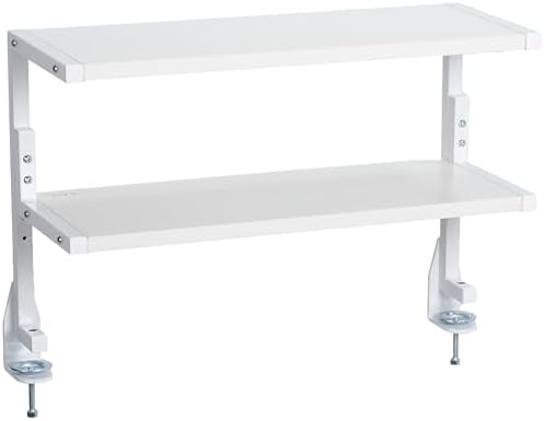 VIVO White Clamp-on 24 inch 2-Tier Desk Shelf, STAND-SHELF24C-W by VIVO