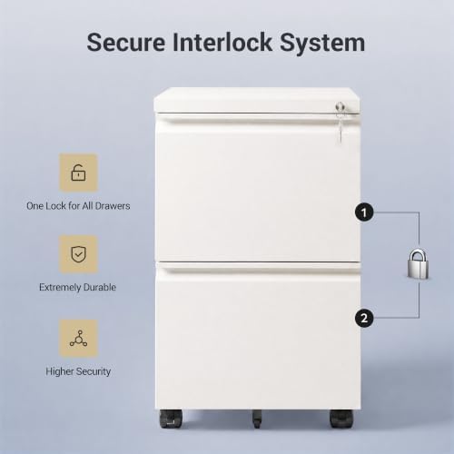 DEVAISE 2 Drawer File Cabinet with Lock, Fully Assembled Except Casters - Image 6