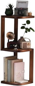 Corner Shelf Stand Desk Organizer,26.8" H Rubberwood Brown Rack for Small Spaces, Bedroom,Home Office,Kitchen,Bathroom (Walnut, 3 Tier) by Unknown