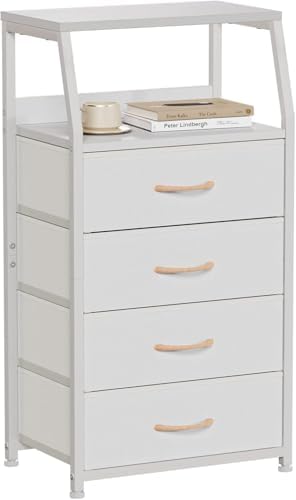 Furnulem Tall Nightstand with 4 Fabric Drawers, Small Dresser for Bedroom - Image 4