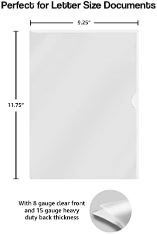 White Vinyl Folders, Heavy Duty Plastic Folders with Clear Front Pocket, Doctor Stuff, Letter Size L-Type Document Holder for Home, Office and Medical, Pack of 100 - Image 3