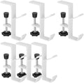 6 Pcs Desk Mount Bag Holders, Clamp On Under Desk Holders with Double Hook Design, Clip On Backpack Headphone Hangers for Tables, Portable Desk Purse Hooks for Home and Office, White by Unknown