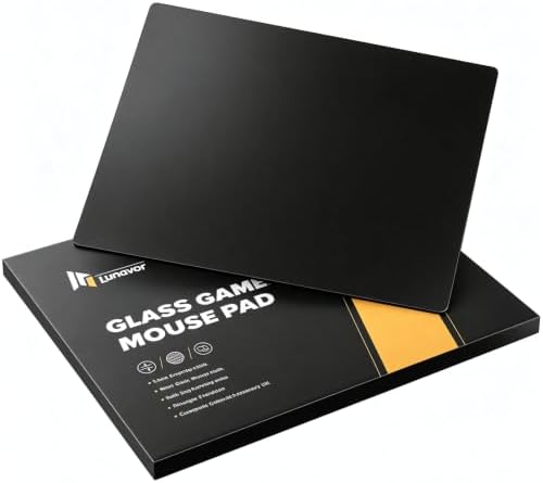 Glass Gaming Mouse Pad, 5.0 Nano Etched Surface, Custom PU Non Slip Base, Esports Level Speed & Precision, Tempered Glass, Waterproof & Durable, 490mm*420mm Large Size for FPS Gaming (Black) by Unknown