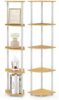 Furinno Turn-N-Tube Corner Shelf Set of 2, 5-Tier Corner Bookshelf, Open Storage Shelves, for Organization and Storage, Living Room, Home Office, Garage, Beech by Furinno-FitsYourSpaceFitsYourBudget