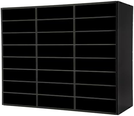 24 Compartments Literature Organizer with Adjustable Shelves Desktop File Sorter Mail Center Paper Storage Cabinet Home & Office Mailbox School Classroom Keepers (Black 24 Slots) by Unknown
