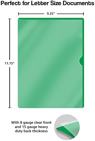 Green Vinyl Folders, Heavy Duty Plastic Folders with Clear Front Pocket, Doctor Stuff, Letter Size L-Type Document Holder for Home, Office and Medical, Pack of 100 - Image 3