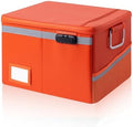 Fireproof Waterproof Document Box with Lock Collapsible Portable File Organizer Hard Shell Storage for Hanging Letter Legal Folders Home Office Safe Orange 15.7x11.2x10.2in by Ekunivers