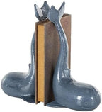 Deco 79 Metal Dolphin Decorative Bookends Non Skid Bookends with Raised Tails, Set of 2 Office Bookends5 W, 10" H, Blue - Image 2