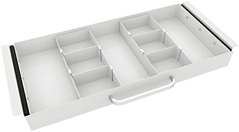 Large Size Under Desk Slide out Pencil Drawer White with Adjustable Space Divider Design for Storing Pencil and Office Accessories, Underdesk Pull out Tray Organizer Mounted for Sit Stand Workstation by GOME