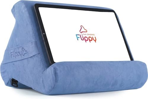 Flippy Original Tablet Pillow Stand & iPad Holder, Gift for Book Lovers & Readers, Multi-Angle Stand with Storage for Lap, Desk & Bed, Compatible with Kindle, Fire, iPad & Samsung, BlueHue 4.0 by Flippy