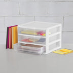 2-piece Set, Three-drawer Transparent Plastic Desktop Storage Cabinet, Countertop Storage Drawer, Stackable Office Drawer Cabinet, Suitable for Offices, Living Rooms, and Bedrooms - Image 4