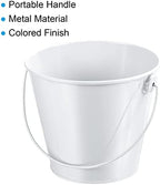 PATIKIL 4.7 Inch Colored Metal Buckets, 4 Pack Pencil Holder Buckets Round Metal Planter Pails Container with Handles for Classroom Crafts, White - Image 5