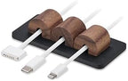 OAKYWOOD Magnetic Cable Holder – Charging Cable Clips – Desk Cord Organizer – 9.6x4.8x2.2 cm – Walnut Holder with Black Base by Oakywood