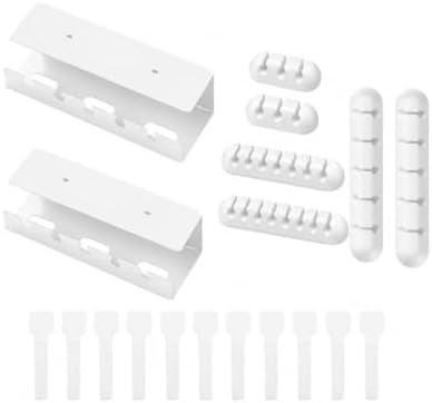 2 Pack Under Desk Cable Management Tray Kit with Cable Clips & Ties (White) by Unknown