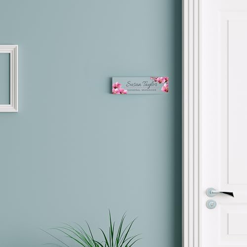 Artblox Office Personalized Name Plate for Desk with Business Card Holder On Clear Acrylic Glass Orchids Flowers Design Custom Desk Name Plate with Your Name and Credentials Customized Gift - Image 6