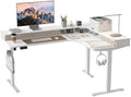 CubiCubi 63"x48" L Shaped Standing Desk with Drawers & Shelf, Warm White by CubiCubi