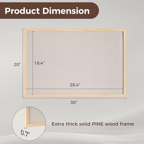 Fun Memories Cork Board Bulletin Board for Office, 20" x 30" Oak Wooden Framed Corkboard, Wall Mounted Notice Pin Board for School Home & Office, Natural Wood - Image 2