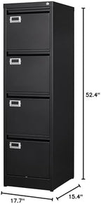 BYNSOE 4 Drawer File Cabinet with Lock Metal Vertical File Cabinet Office Home Vertical File Cabinet for A4 Legal/Letter Size Narrow File Cabinet Locked,Assembly Required - Image 3
