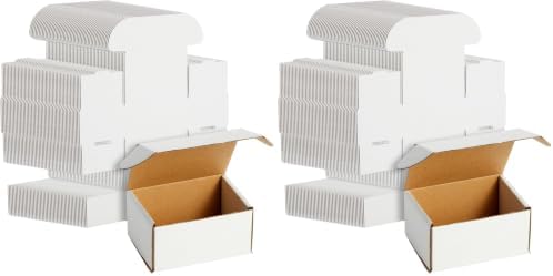 Stockroom Plus Mailing Box - 100 Pack, White, 4 x 3 x 2 Inch Corrugated Cardboard - Foldable Business Card Boxes & Mailers for Storage, Transit & Moving by StockroomPlus