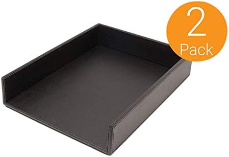 Armory by Castle - Leatherette Two Stackable Paper Trays Desk Organizer - Clutter Organizer for Home, Office, Personal, and Employee Files (Two Paper Trays - Stackable) - Image 4