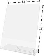 Marketing Holders 6 Pack Acrylic Sign Holder 8.5" x 11" with 3.5" x 2" Business Card Pocket Slant Back Side Load Clear Literature Table Tent for Job Fairs Tradeshows Expos and Conventions - Image 2
