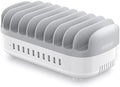 10 Ports Charging Station for Multiple Devices, 120W iPad Charging Station Organizer, USB Charging Docking with Cooling Fan, for iPhone, for iPad, Tablet, Kindle, ETL Listed (White) by NTONPOWER
