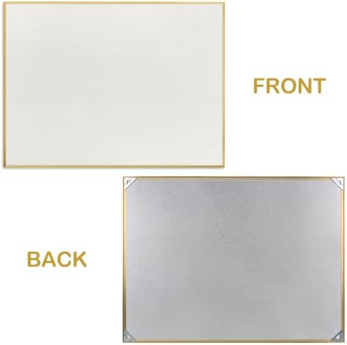 SELEAD Linen Bulletin Board 24” x 18” - Golden Aluminum Frame, Beige Fabric - Image 2