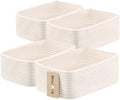 MiniArk Small Storage Baskets for Organizing | Closet Organizer Bins | Shelf Toy Basket | Woven Rope Baskets | Cube Decorative Box | Shallow Basket | 11.5x7.5x4.7” | 4 Packs Off White by MiniArkStorageBasketsHome
