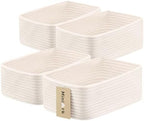MiniArk Small Storage Baskets for Organizing | Closet Organizer Bins | Shelf Toy Basket | Woven Rope Baskets | Cube Decorative Box | Shallow Basket | 11.5x7.5x4.7” | 4 Packs Off White by MiniArkStorageBasketsHome