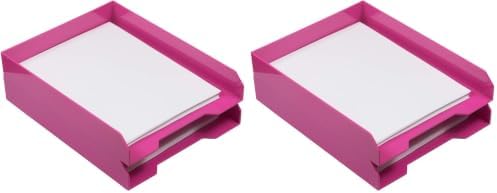 JAM PAPER Stackable Paper Trays - Pink - Desktop Document, Letter, & File Organizer Tray - 2/Pack (Pack of 2) by JAMPaper