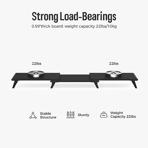 loukin Dual Monitor Stand Riser for Desk, 43.6"×8.2" Computer Stand, Black - Image 3